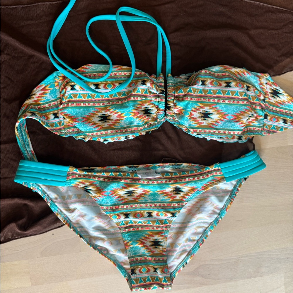 M Swimsuit body glove set with brown wrap